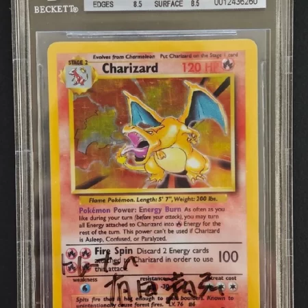 Charizard Holo 4/102 - Base Set - BGS 8.5 + Sketch Arita Eng