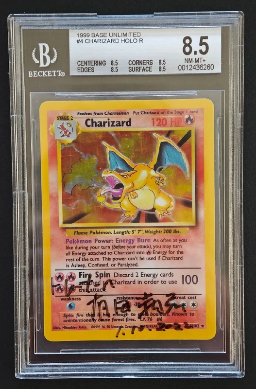 Charizard Holo 4/102 - Base Set - BGS 8.5 + Sketch Arita Eng